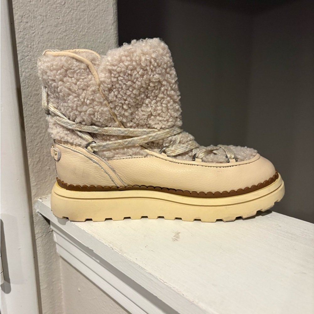 Sam Edelman Orelia Pull On Lace Up Cold Weather Ankle Boots Natural Womens 6.5 M - Picture 3 of 9